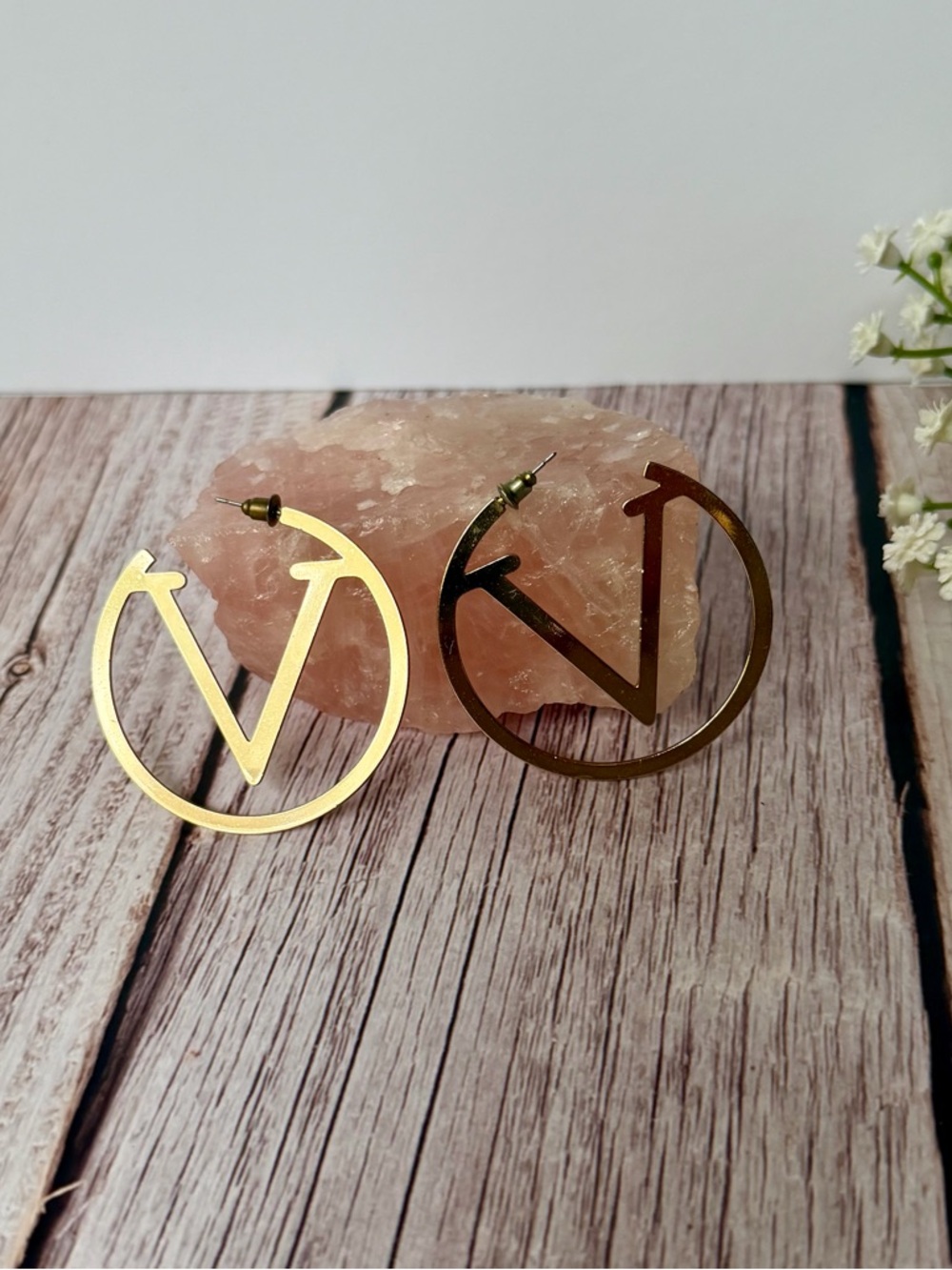 Gold V Hoop Earrings